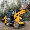 left side view of JCB 3CX with front loader up